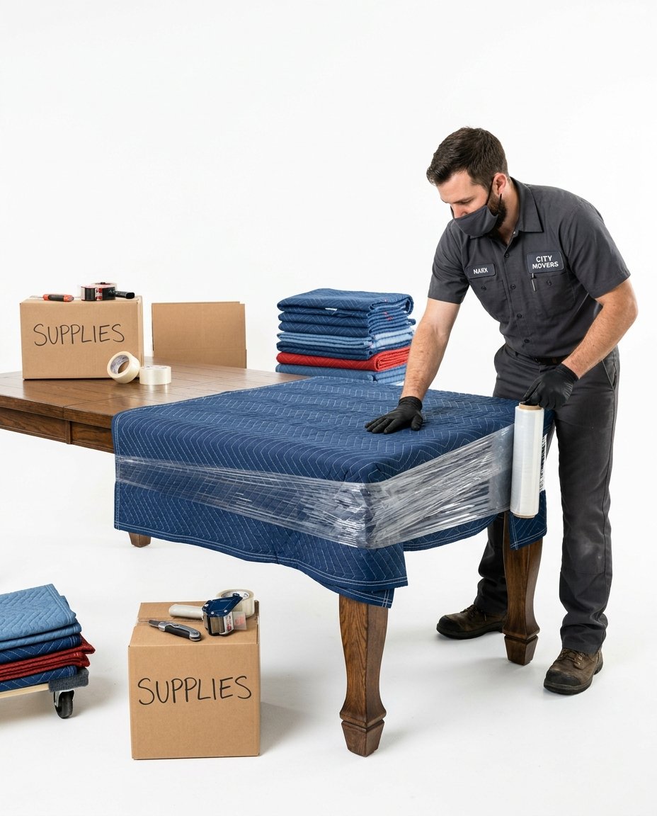 Way Maker Movers loading a couch into a moving truck