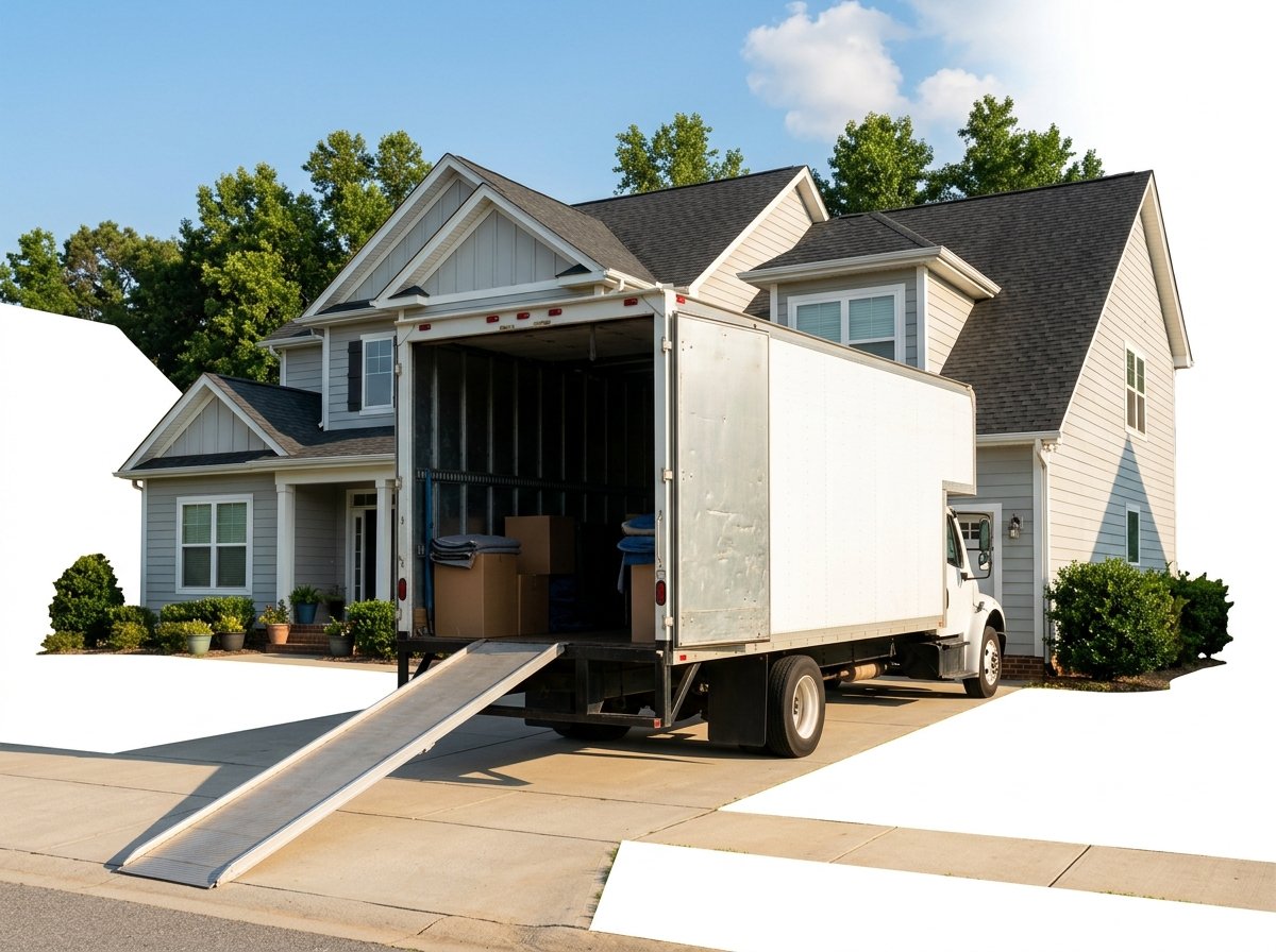 Moving truck parked at a Baldwin County home ready for loading